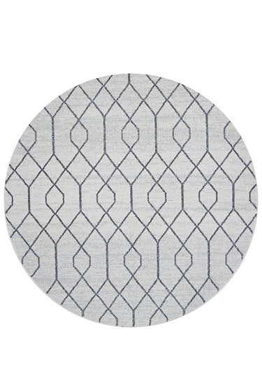 Hailey Paradise Cream & Grey Line Pattern Modern Round Rug